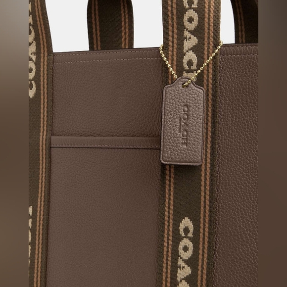 Coach Brown Leather Tote with Logo Straps - Picture 7 of 11